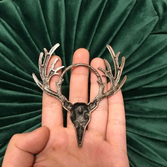 Gothic Vintage Inspired Elk Skull, decretive Blue Stone, Unique artistic… - Picture 3 of 6